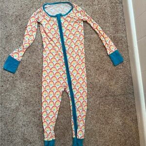 Little Sleepies “Primary Rainbows” Bamboo Zippy – Size 2T – EUC